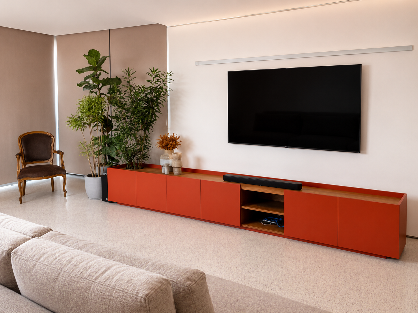 Residência Taboão da Serra — Marcenaria de living e home theater, marcenaria sob medida em São Paulo